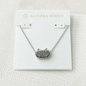 Kendra Scott Elisa Cat Pendant Necklace | Platinum Drusy silver